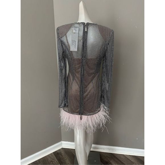 Bronx and Banco Webb Feather-Trim Cocktail Dress US 4 $1200 - Picture 9 of 16